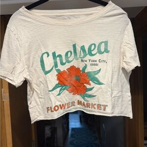 J. Crew Cream Graphic Crop Top